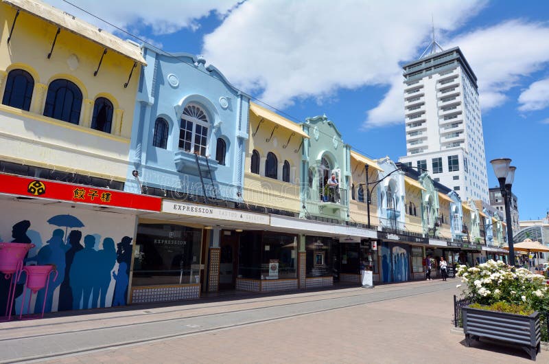 Nya Regent Street i Christchurch - Nya Zeeland arkivbild