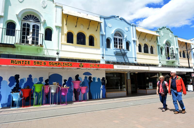 Nya Regent Street i Christchurch - Nya Zeeland fotografering för bildbyråer