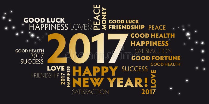 Nya år helgdagsafton 2017 - svart för lyckligt nytt år 2017 vektor illustrationer Nya år helgdagsafton 2017 - svart för lyckligt nytt år 2017 vektor illustrationer