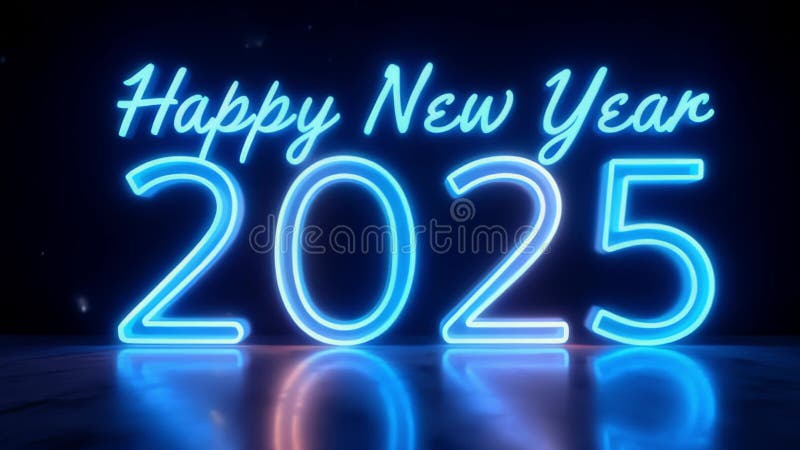 Nya år 2025 med en livfull nyhet 2025 års skylt belyst i blått perfekt för vektor illustrationer