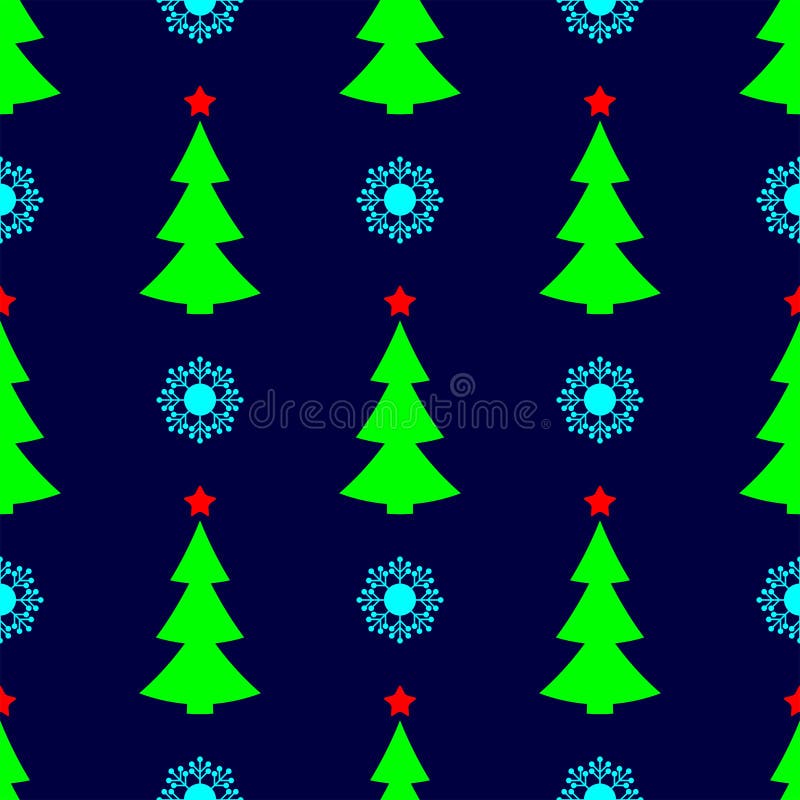 Nya året - sömlöst mönster med snöflingor, julgranar och stjärnor Lätt vintertryck vektor illustrationer