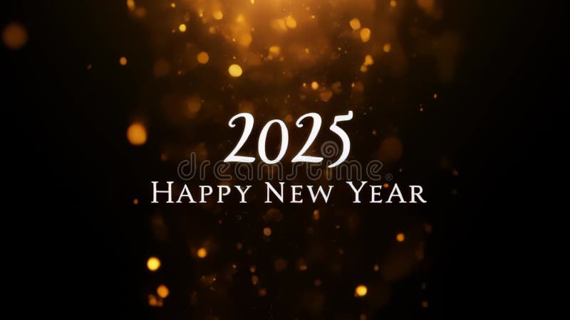 Nya årstider 2025 med gyllene glitter 2025 års lyckliga nyårsjubileum för festlig hälsning royaltyfri illustrationer