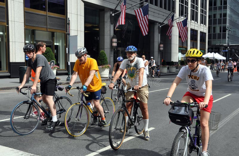 NYC Bicyclists Wearing Helmets Editorial Photography Image of bike