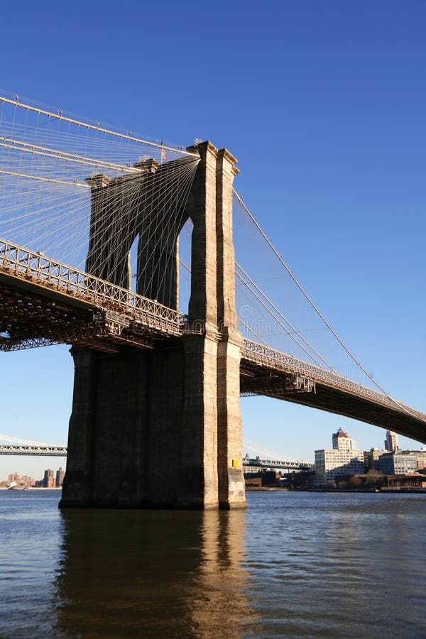 Lower Manhattan and Brooklyn Bridge Panoramic Stock Photo - Image of ...