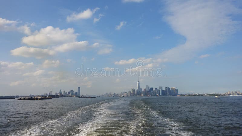 View of NYC coming from Staten Island on the ferry. View of NYC coming from Staten Island on the ferry