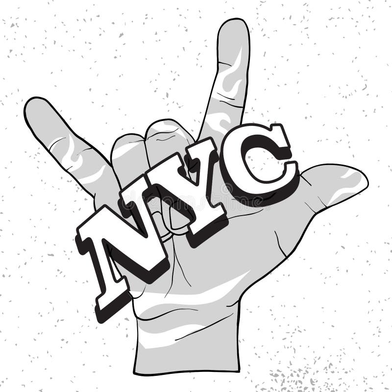 NYC no chifre do diabo da mão da rocha ilustração do vetor