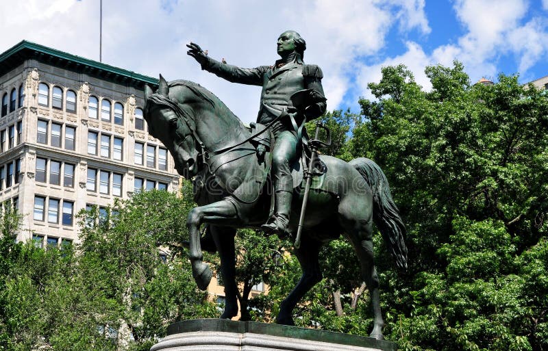 New York City: Reiterstandbild von George Washington lizenzfreie stockbilder
