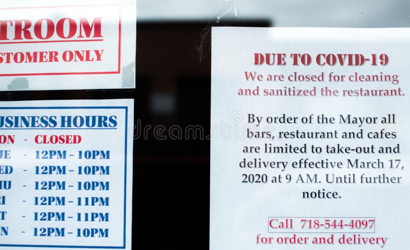 NYC Restaurants and Small Businesses Closed in Corona virus Quarantine royalty free stock image NYC Restaurants and Small Businesses Closed in Corona virus Quarantine royalty free stock image