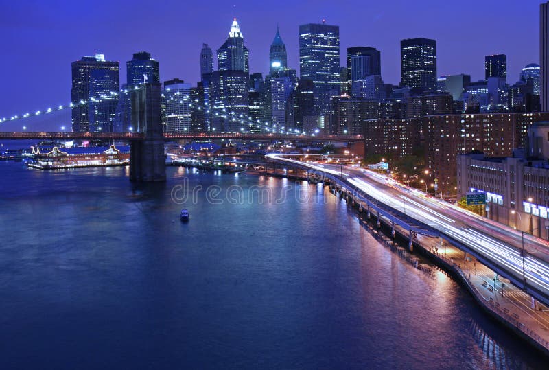 NYC skyline and FDR traffic stock photo NYC skyline and FDR traffic stock photo