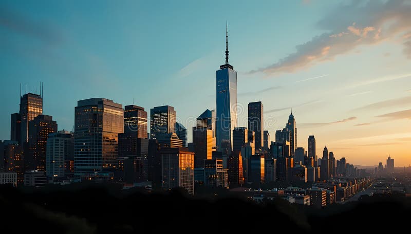 NYC Skyline на Sunrise бесплатная иллюстрация