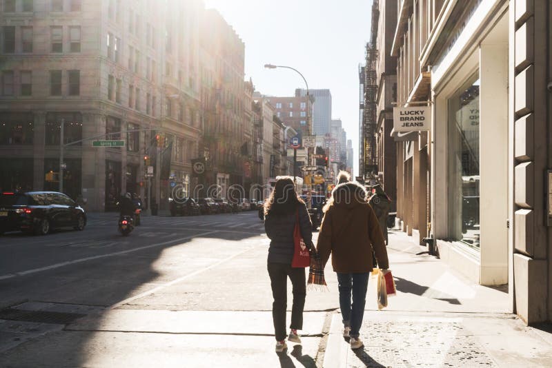 NYC/USA 02 JAN 2018 - People walking on New York street.