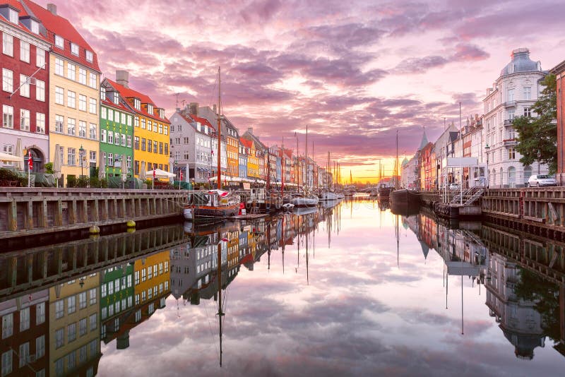 Nyhavn in Copenhagen, Denmark. Stock Photo - Image of panoramic ...