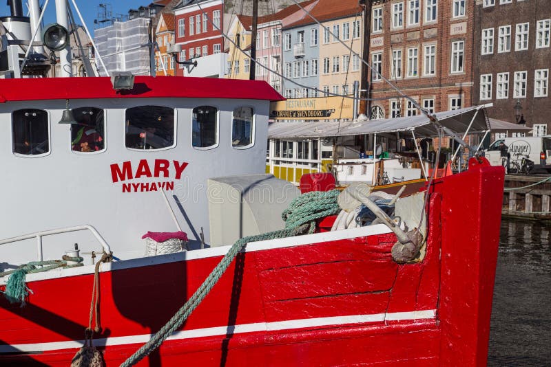 Nyhavnhaven in Kopenhagen, Denemarken royalty-vrije stock foto's Nyhavnhaven in Kopenhagen, Denemarken royalty-vrije stock foto's