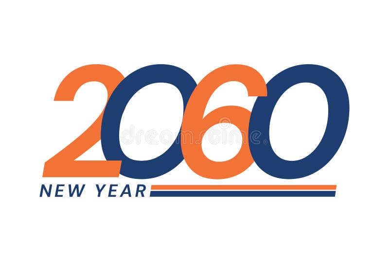 Nyhet 2060 års logotyputformning nytt år 2060 textdesign isolerad på vit bakgrund stock illustrationer