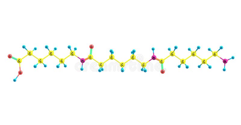 Nylon Molecular Structure Isolated on White Background Stock