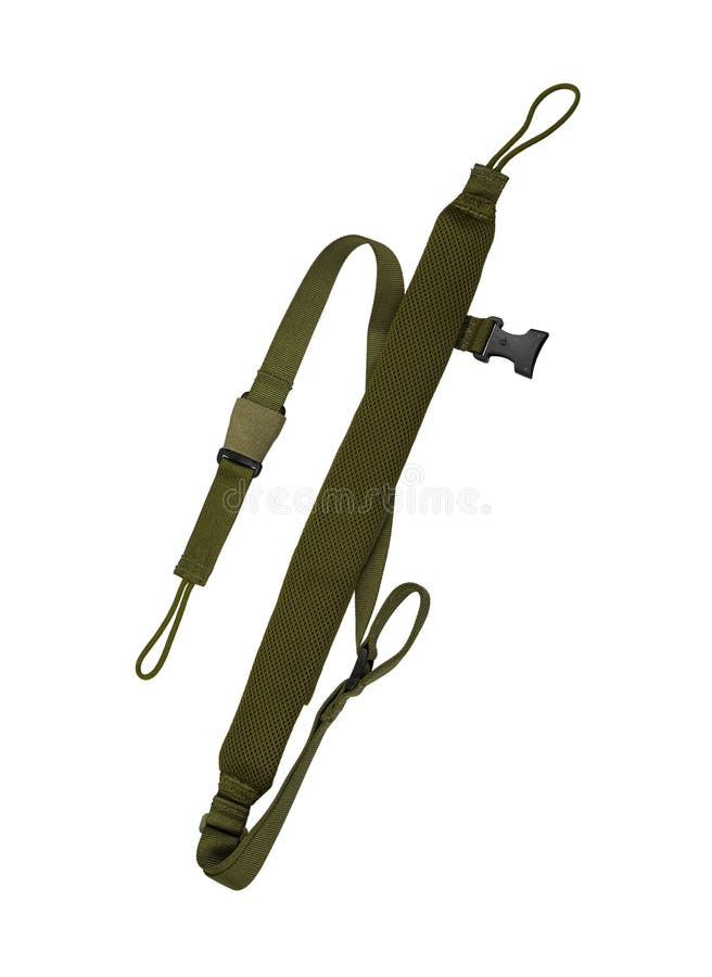 Nylon Shoulder Strap for a Gun Isolated on White Back. Belt for
