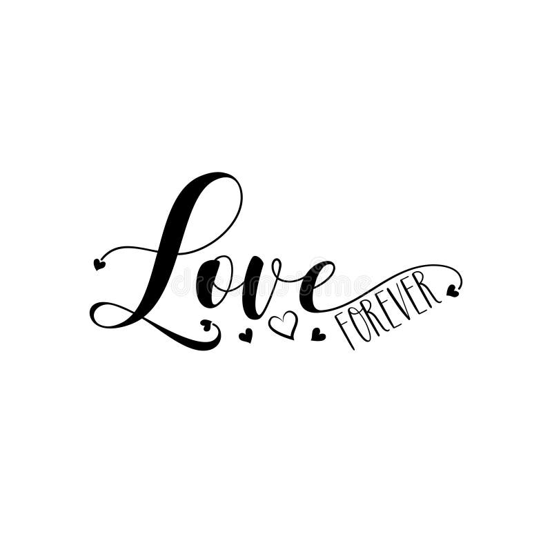 Love Forever -Calligraphy Text with Hearts. Stock Vector