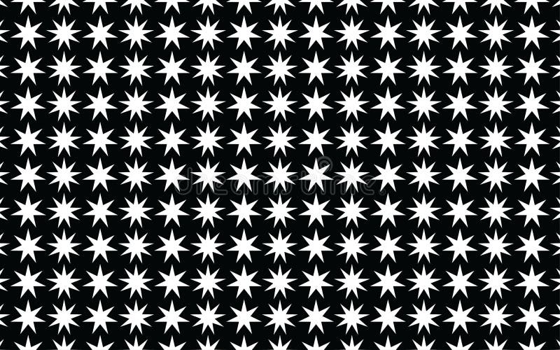 Simple vector stars pattern, geometric repeating background, monochrome modern texture, decorative black and white illustration