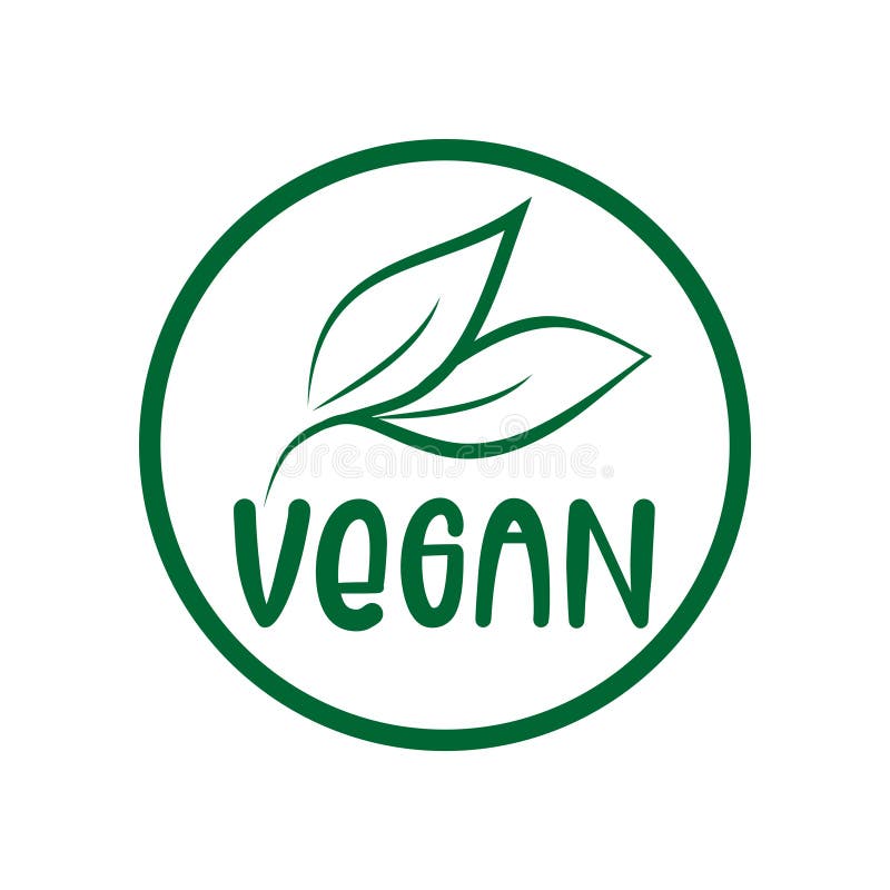 Vegan Logo Green Leaf Label for Veggie or Vegetarian Food Package