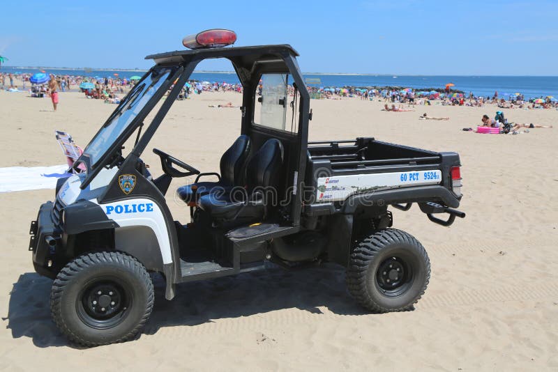 NYPD vehicle at Coney Island beach in Brooklyn