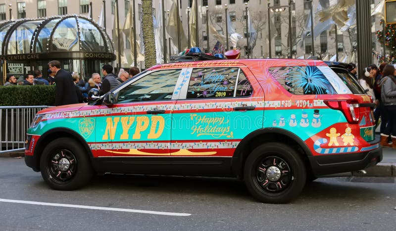 NYPD Vehicle Painted For The Holiday stock photos NYPD Vehicle Painted For The Holiday stock photos