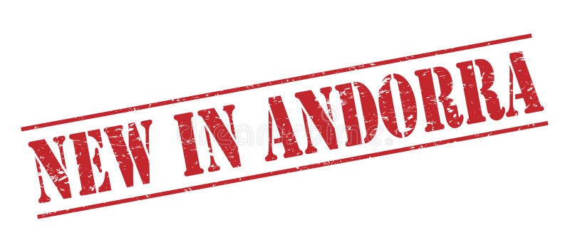 Nytt i den Andorra stämpeln. Nytt i Andorra den röda stämpeln som isoleras på vit bakgrund