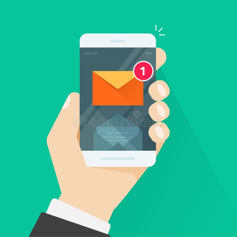 Nytt meddelande för emailmeddelande på mobiltelefonvektorillustration stock illustrationer Nytt meddelande för emailmeddelande på mobiltelefonvektorillustration stock illustrationer