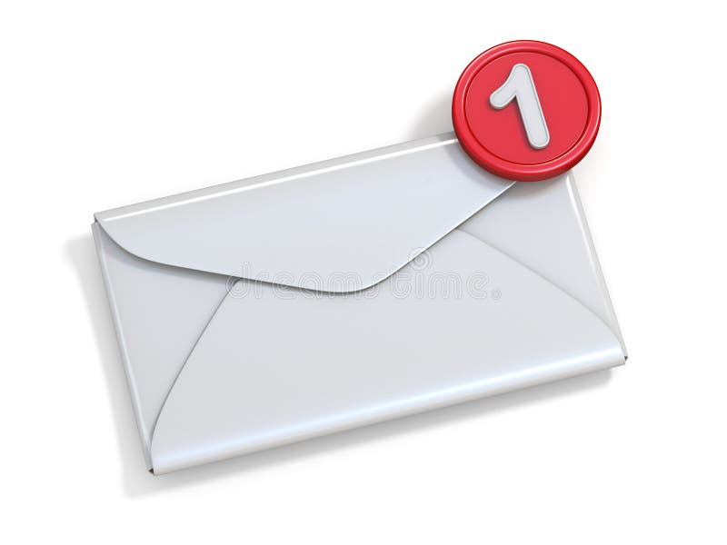 Nytt meddelande för emailmeddelande över det tomma kuvertet 3D stock illustrationer