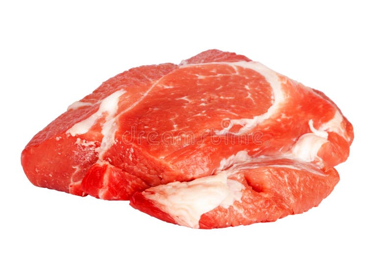 Nytt rått grisköttkött som isoleras på vit