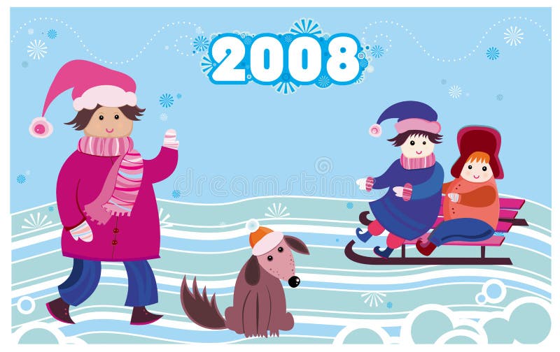 nytt år för 2008 kortungar royaltyfri illustrationer nytt år för 2008 kortungar royaltyfri illustrationer