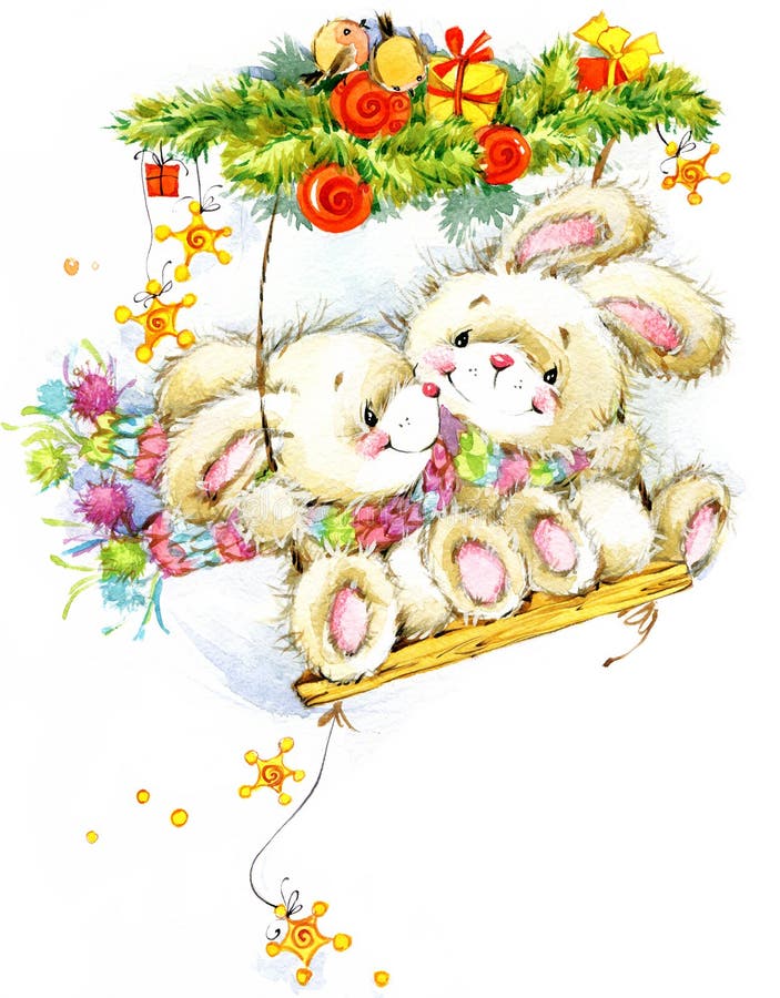 Nytt år Santa Bunny bakgrundslyckönskan stock illustrationer Nytt år Santa Bunny bakgrundslyckönskan stock illustrationer