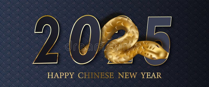 Nyår 2025: Grymt kinesiskt snake zodiac-tecken med guldrealistisk orm på färgens bakgrund. Kinesiskt nytt år 2025 vektor illustrationer
