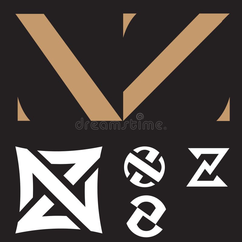 NZ Logo Set. Letter Based Stylized N Vector Stock Vector - Illustration
