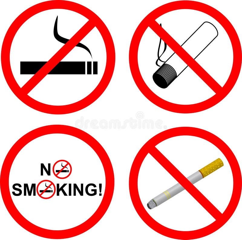 No smoking signs and symbols. No smoking signs and symbols