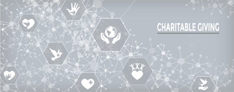 Charity and relief work - Charitable Giving Web banner - icon set. Charity and relief work - Charitable Giving Web banner - icon set
