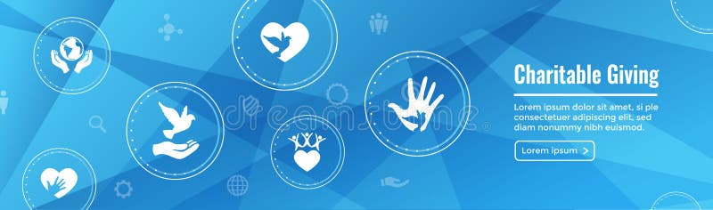Charity and relief work - Charitable Giving Web banner - icon set. Charity and relief work - Charitable Giving Web banner - icon set