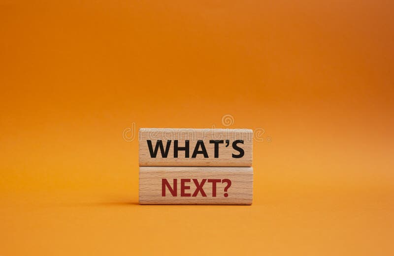 What is next symbol. Concept word What is next on wooden blocks. Beautiful orange background. Business and What is next concept. Copy space. What is next symbol. Concept word What is next on wooden blocks. Beautiful orange background. Business and What is next concept. Copy space