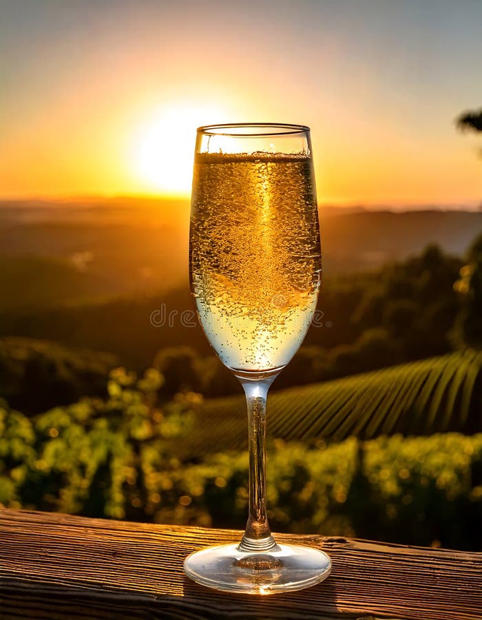 Nähe Gletscher Weißer Weinglass im Weinberg. AI Generativ stockfotografie