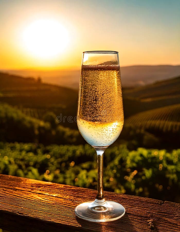Nähe Gletscher Weißer Weinglass im Weinberg. AI Generativ lizenzfreies stockbild