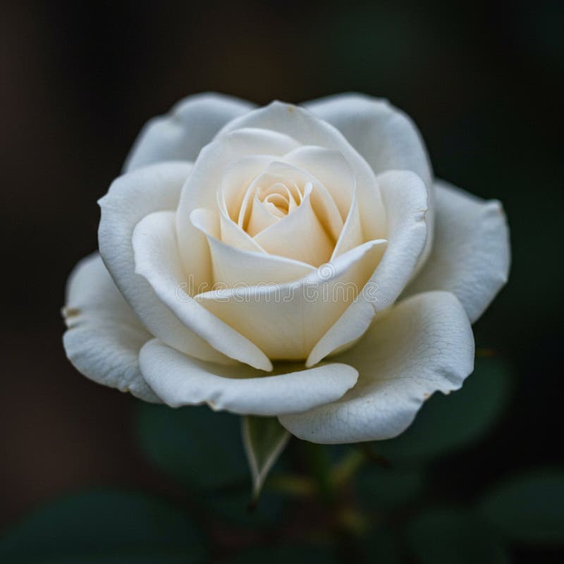 Nähen einer weißen Rose mit zarten samtartigen Blütenblättern in Schichten. Die Rose stock abbildung