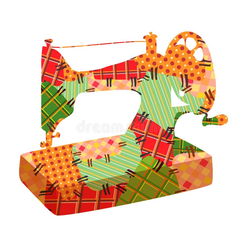 Sewing machine patchwork. vector illustration. Sewing machine patchwork. vector illustration