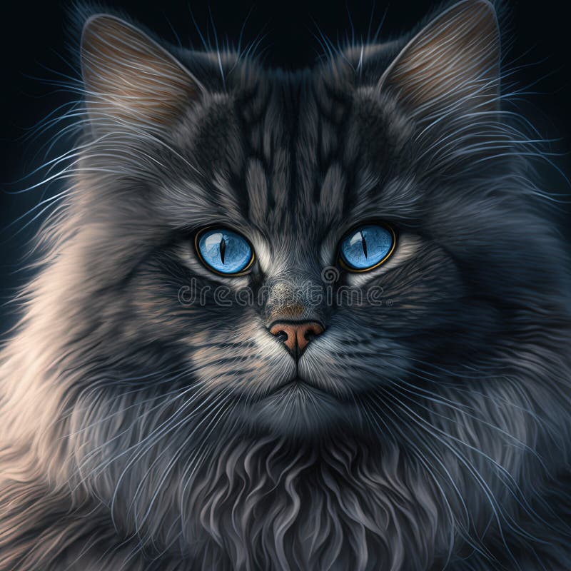 Nära kattporträtt med vackra blå ögon. generativ ai stock illustrationer