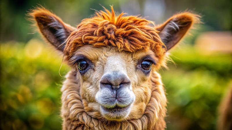 Nära och flytande, häpnadsväckande porträtt av en och en alpaca som fångar den ömtåliga skönheten i en sydamerikan vektor illustrationer