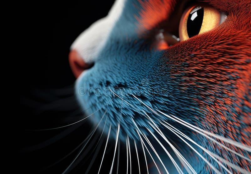 Nära porträtt av söt katt. detaljerad bild av en katts ansikte i profil. Flytande husdjur stirrar på något. stock illustrationer