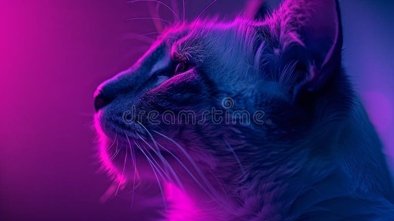 Nära porträtt av söt katt. detaljerad bild av en katts ansikte i profil. Flytande husdjur stirrar på något. royaltyfri illustrationer