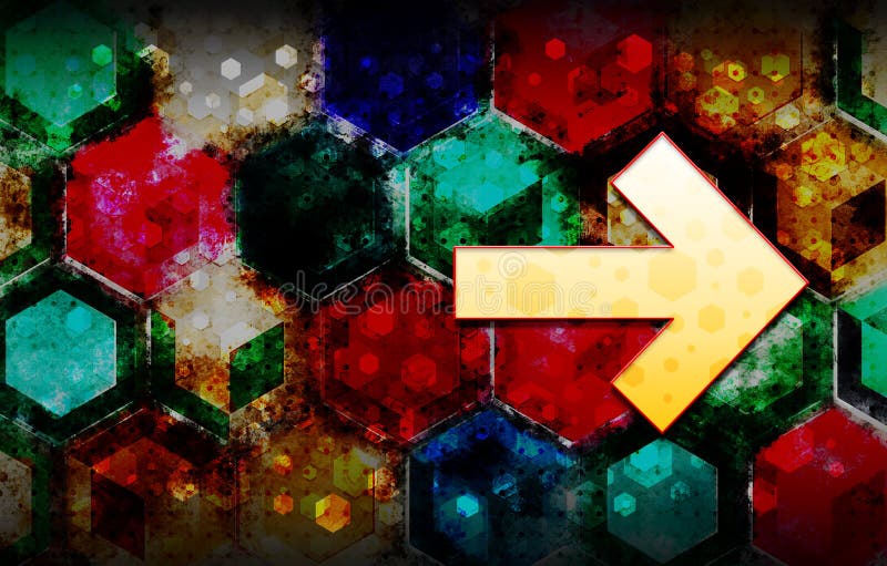 Nästa pil-ikon - abstrakt 3d-färgstark hexagonisometrisk design illustration bakgrund stock illustrationer