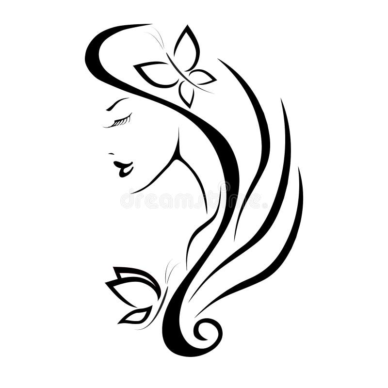 Nätt symbol Logo Vector för kvinnahårstil vektor illustrationer Nätt symbol Logo Vector för kvinnahårstil vektor illustrationer