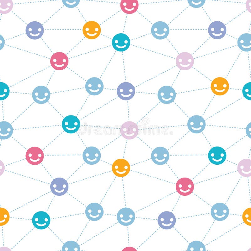 Vector network of happy faces seamless pattern background. Vector network of happy faces seamless pattern background