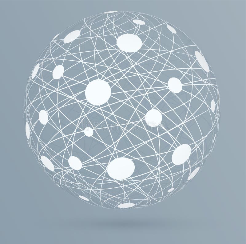 Nätverksanslutningar med cirklar, globala digitala anslutningar stock illustrationer