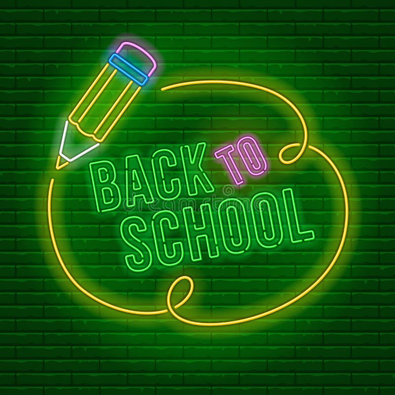 Néon de volta à escola ilustração royalty free Néon de volta à escola ilustração royalty free